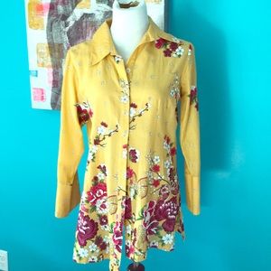 Soft Surroundings floral tunic blouse M